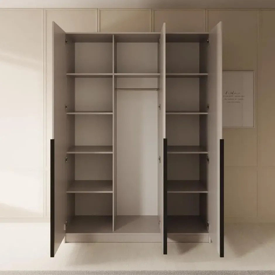 Meubella - Kledingkast Sabre - Beige - 150 cm - Met spiegel