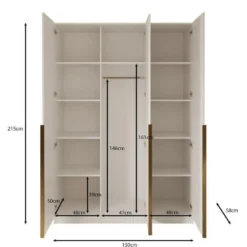 Meubella - Kledingkast Sabre - Beige - 150 cm - Met spiegel