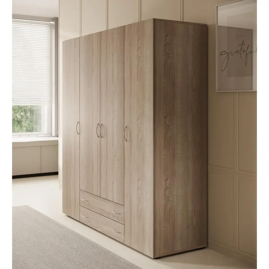 Meubella - Kledingkast Serra - Licht eiken - 160 cm