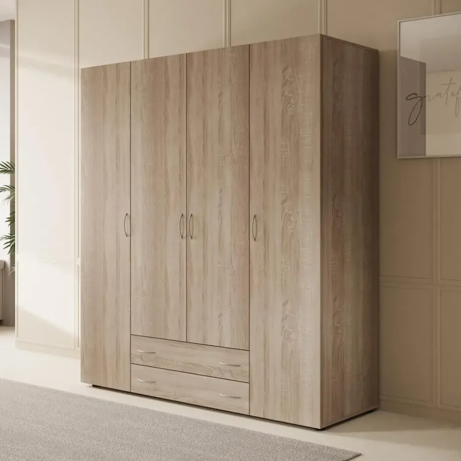 Meubella - Kledingkast Serra - Licht eiken - 160 cm