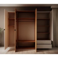 Meubella - Kledingkast Three - Wit - Eiken - 230 cm