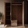 Meubella - Kledingkast Tyko - Licht eiken - 150 cm - Met spiegel