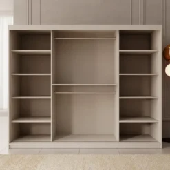 Meubella - Kledingkast Ulysses - Beige - 250 cm - Met spiegel
