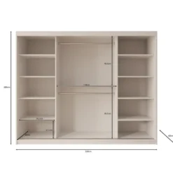Meubella - Kledingkast Ulysses - Eiken - 250 cm - Met spiegel
