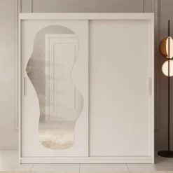 Meubella - Kledingkast Ulysses - Wit - 180 cm - Met spiegel