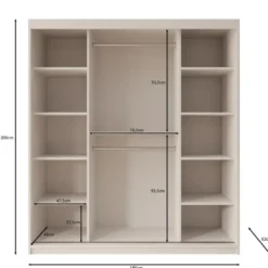 Meubella - Kledingkast Ulysses - Wit - 180 cm - Met spiegel