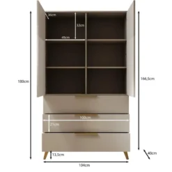 Meubella - Kledingkast Xiano - Beige - 103 cm