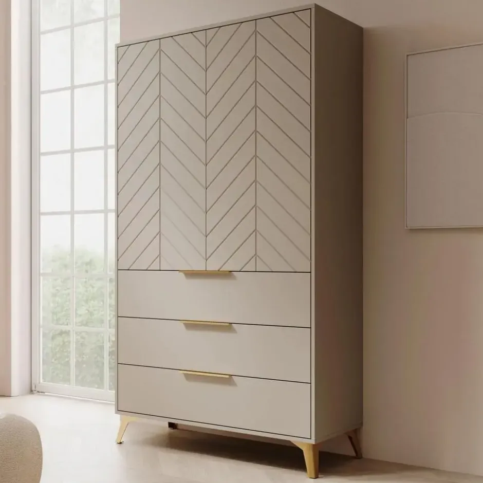 Meubella - Kledingkast Xiano - Beige - 103 cm