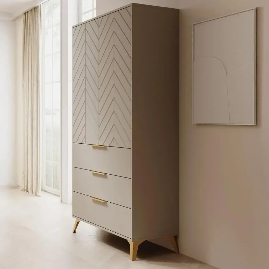 Meubella - Kledingkast Xiano - Beige - 103 cm