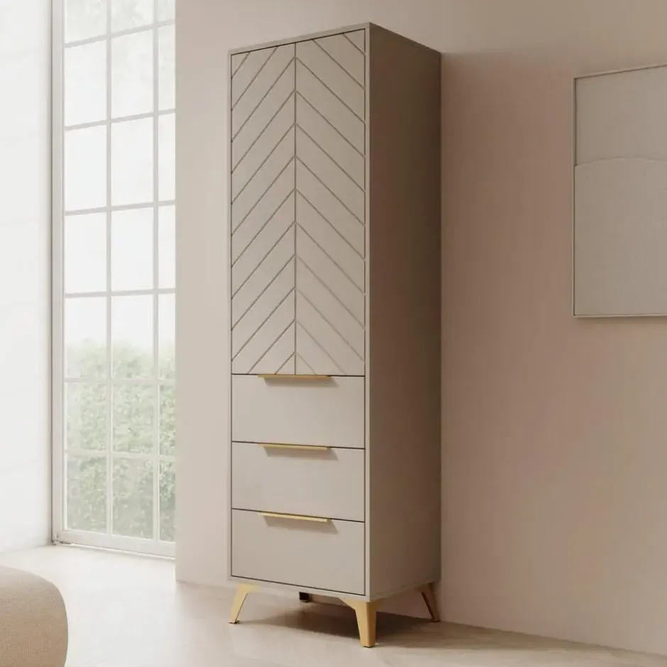 Meubella - Kledingkast Xiano - Beige - 53 cm