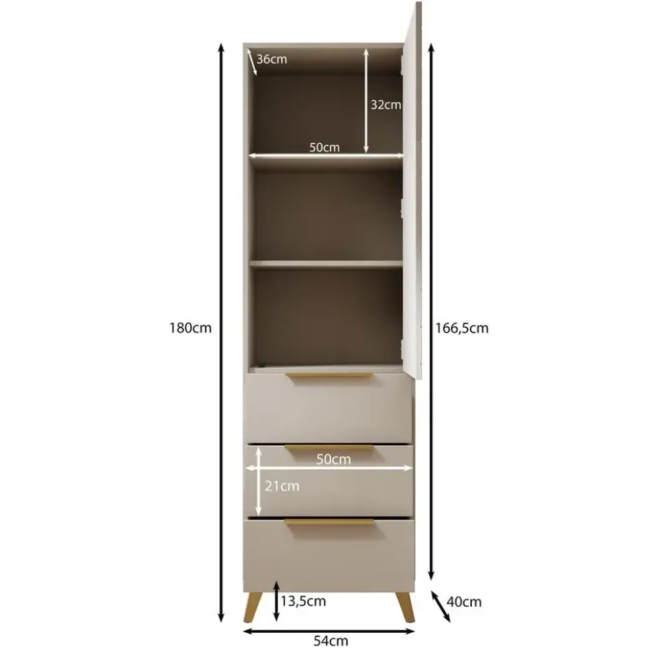 Meubella - Kledingkast Xiano - Beige - 53 cm
