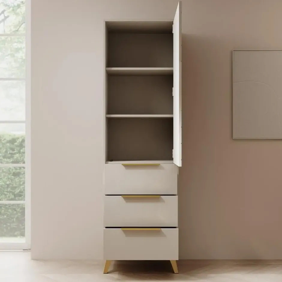 Meubella - Kledingkast Xiano - Beige - 53 cm