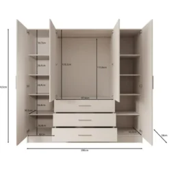 Meubella - Komodo - Kledingkast met 4 deuren - Wit - 200x61x201 cm
