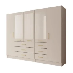 Meubella - Komodo - Kledingkast met 5 deuren - Beige - 250x61x201 cm