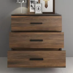 Meubella - Ladekast Frey - Donker eiken - Zwart - 91 cm