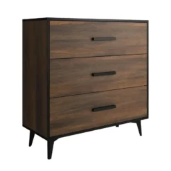 Meubella - Ladekast Frey - Donker eiken - Zwart - 91 cm