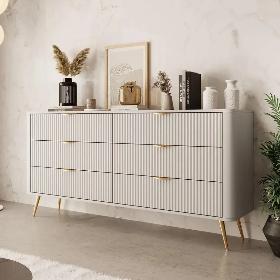 Meubella - Ladekast Lima - Beige - 163 cm