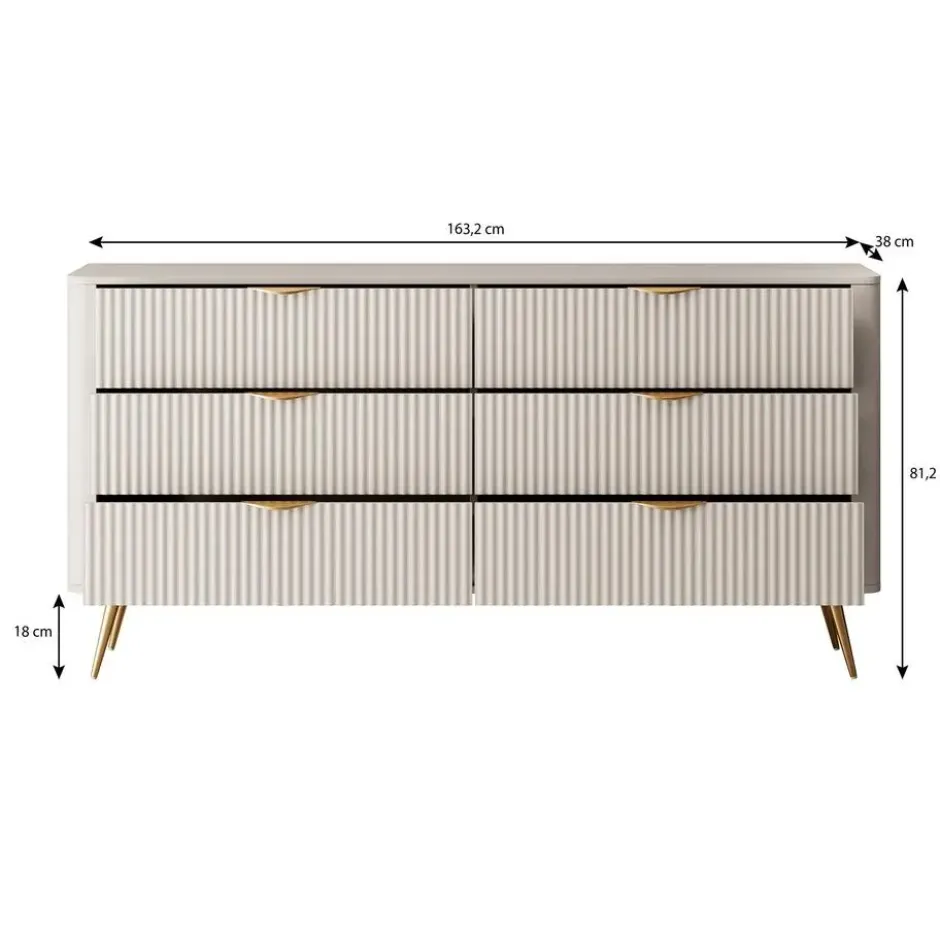 Meubella - Ladekast Lima - Zwart - 163 cm