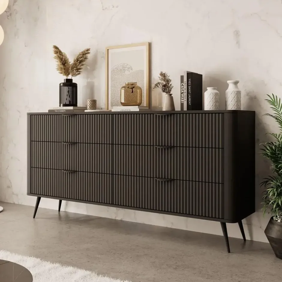 Meubella - Ladekast Lima - Zwart - 163 cm