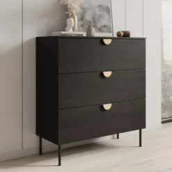 Meubella - Ladekast Monor - Zwart eiken - 100 cm