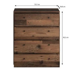 Meubella - Ladekast Tonga - Old wood - 74 cm