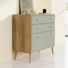 Meubella - Ladekast Wally - Licht eiken - Groen - 90 cm