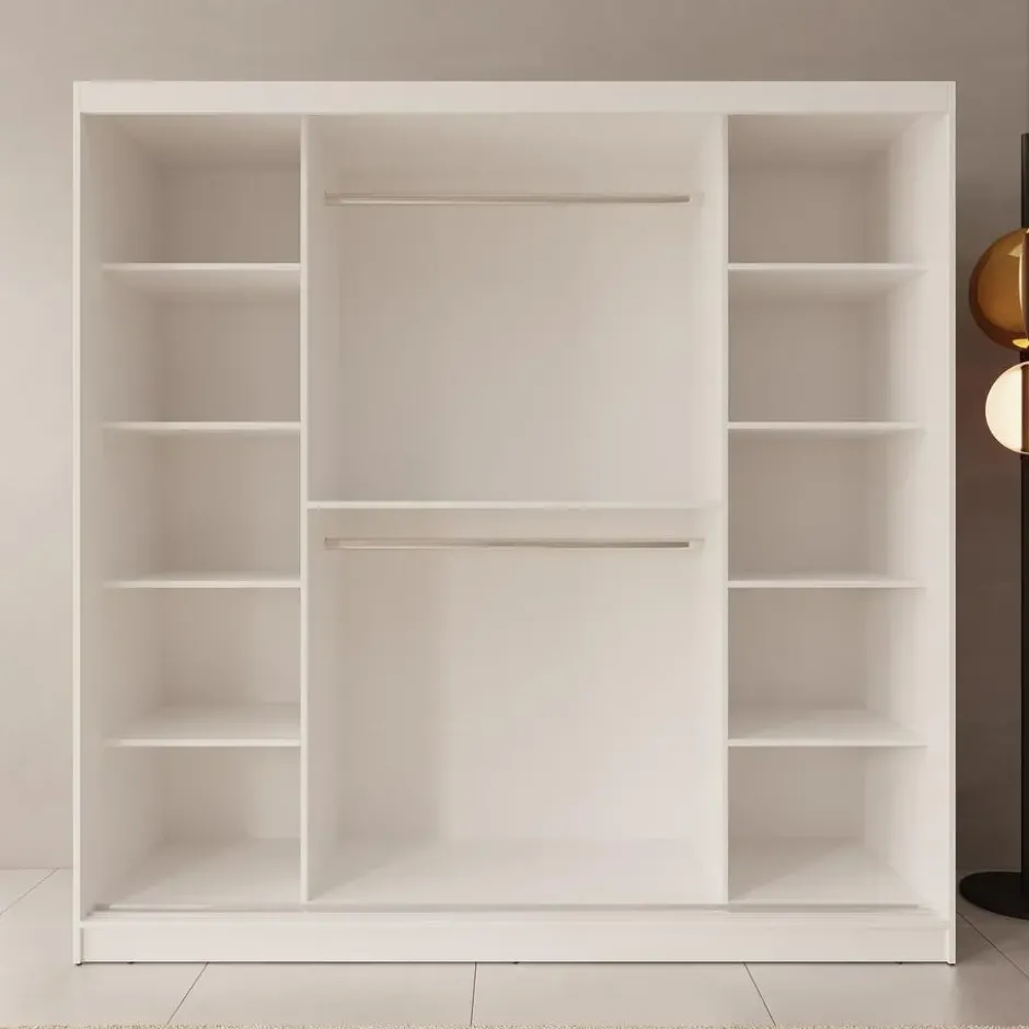 Meubella - Lava - Kledingkast 2 schuifdeuren - Wit - 200x62x200 cm