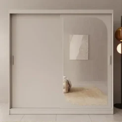 Meubella - Lava - Kledingkast 2 schuifdeuren - Beige - 200x62x200 cm