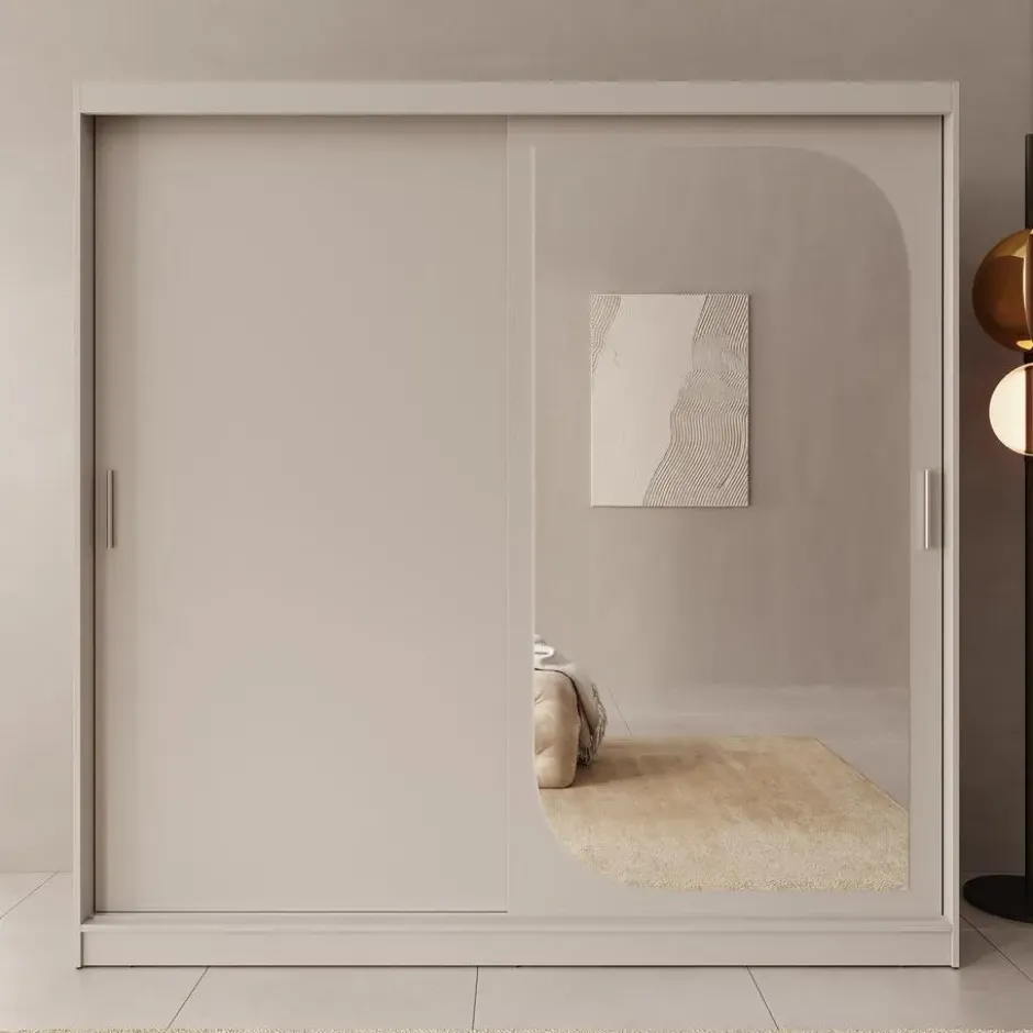 Meubella - Lava - Kledingkast 2 schuifdeuren - Beige - 200x62x200 cm