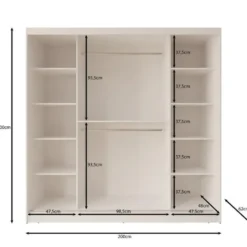 Meubella - Lava - Kledingkast 2 schuifdeuren - Beige - 200x62x200 cm