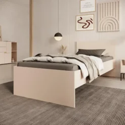 Meubella - Lombok - Eenpersoonsbed - Beige - 90x200 cm