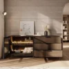 Meubella - Lomo - Dressoir 3 lades - Donker eiken - 181 cm