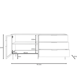 Meubella - Lomo - Dressoir 3 lades - Donker eiken - 181 cm