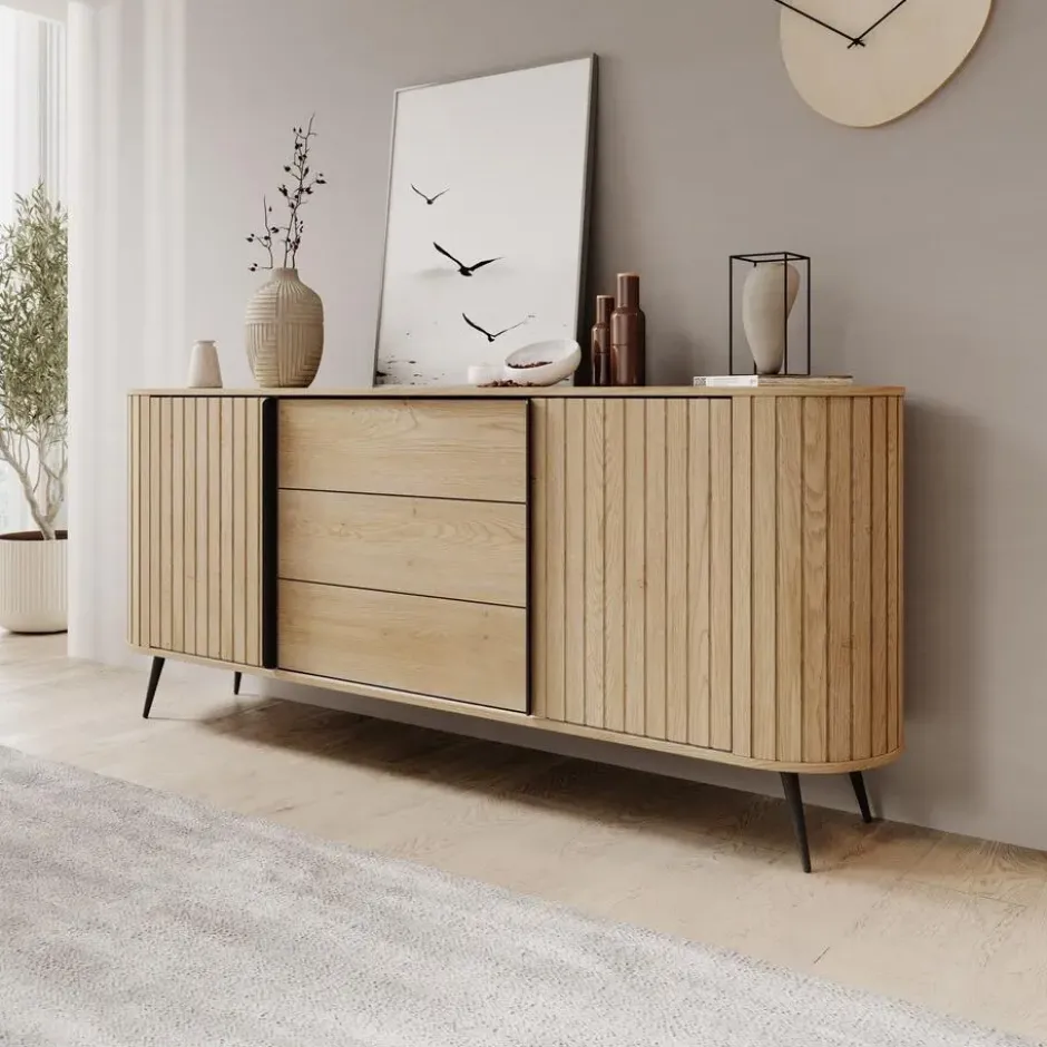 Meubella - Loro - Dressoir - Eikenpatroon - 196x82x40 cm