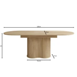 Meubella - Loro - Eetkamertafel uitschuifbaar - Eiken - 180-220x90x76cm