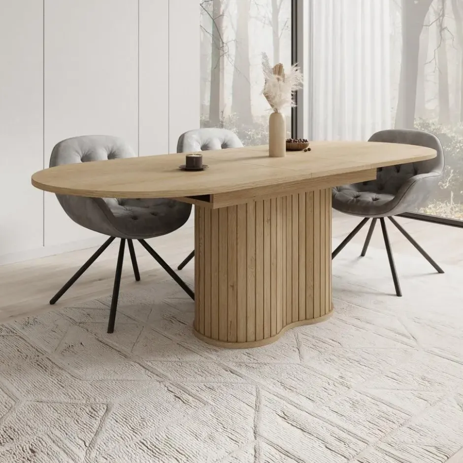 Meubella - Loro - Eetkamertafel uitschuifbaar - Eiken - 180-220x90x76cm