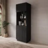 Meubella - Lucera - Vitrinekast - Zwart - 60x42x178 cm