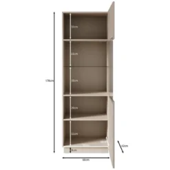 Meubella - Lucera - Vitrinekast - Zwart - 60x42x178 cm
