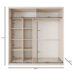 Meubella - Lumivera - Kledingkast 2 schuifdeuren - Beige - 203x60x215cm