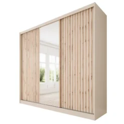 Meubella - Lumivera - Kledingkast 3 schuifdeuren - Beige - 250x60x215cm