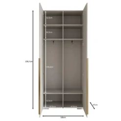 Meubella - Mayfair - Kledingkast 2-deurs - Wit - 100x47x237 cm
