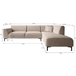 Meubella - Moana - Hoekbank 4-zits - Stof beige - Rechts