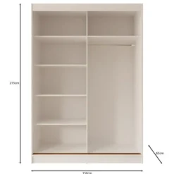 Meubella - Moniq - Kledingkast met schuifdeuren - Beige - 150x65x215cm