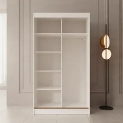 Meubella - Moniq - Kledingkast 2 schuifdeuren - Wit - 120x65x215 cm