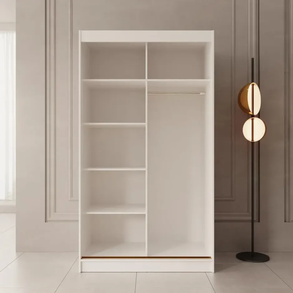 Meubella - Moniq - Kledingkast 2 schuifdeuren - Wit - 120x65x215 cm