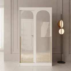 Meubella - Moniq - Kledingkast 2 schuifdeuren - Wit - 120x65x215 cm