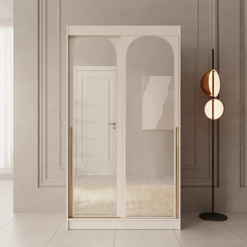 Meubella - Moniq - Kledingkast 2 schuifdeuren - Beige - 120x65x215 cm
