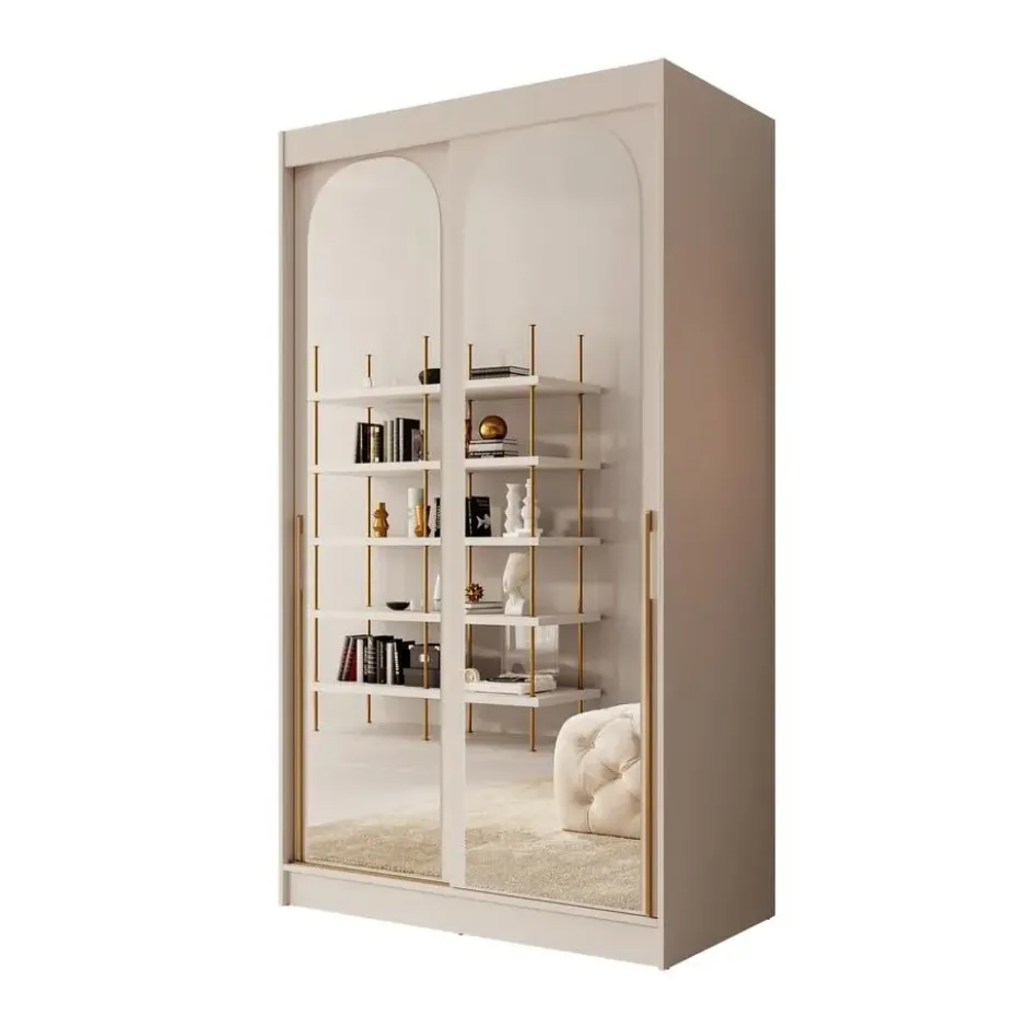 Meubella - Moniq - Kledingkast 2 schuifdeuren - Beige - 120x65x215 cm