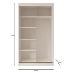 Meubella - Moniq - Kledingkast 2 schuifdeuren - Beige - 120x65x215 cm