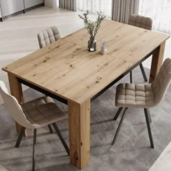 Meubella - Montellini - Eetkamertafel - Eikenpatroon - 160x90x77 cm
